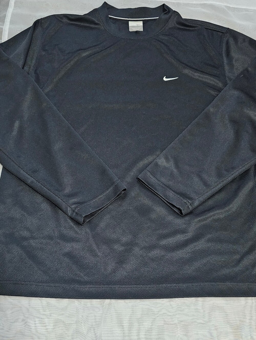 Nike Men’s Lightweight Long Sleeve Crew Neck Logo T-Shirt Black Size L